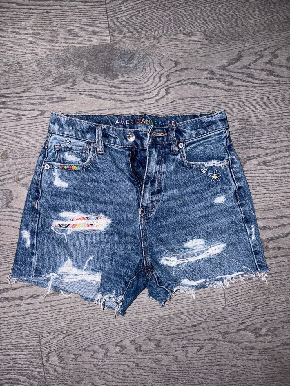 American Eagle Outfitters Highest Rise Baggy Short Denim Shorts - Blue